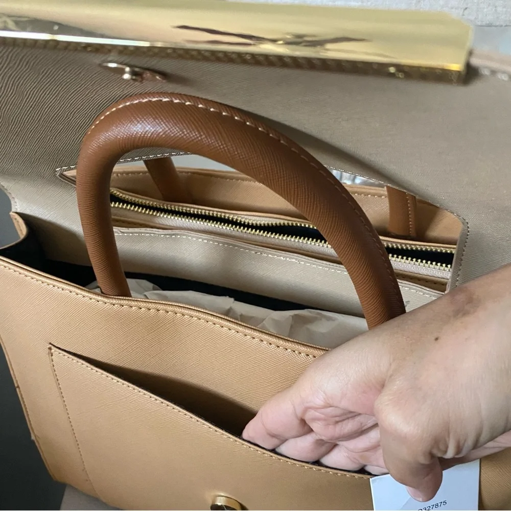 Steve Madden Two-Tone Tan & Beige Top-Handle Bag